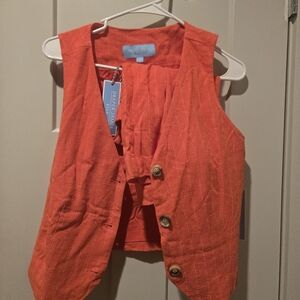 Draper James Vibrant Orange Vest Short Set